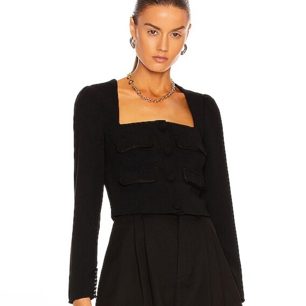 Self-Portrait Black Crepe Pocket detail  top